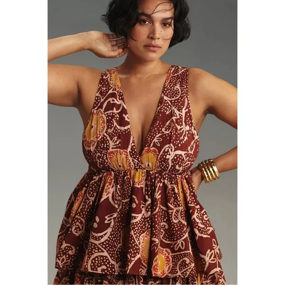 Anthropologie Atsu V-Neck Floral Tiered Maxi Dress NWT SZ 1X - Picture 2 of 16